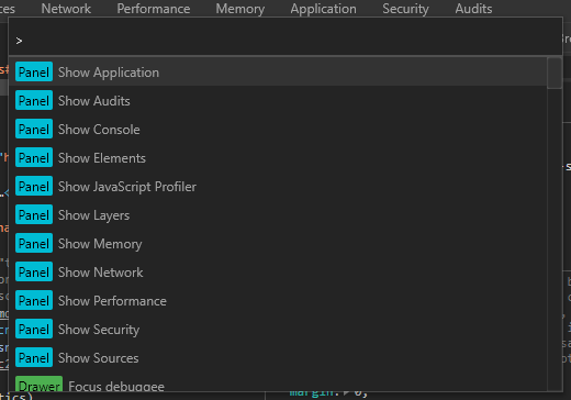 Browser DevTools Chrome command palette