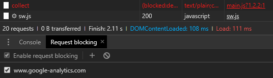 Browser DevTools network blocking