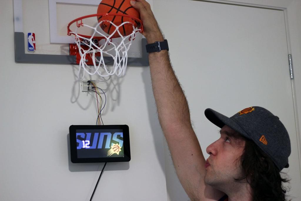 Mini Basketball Hoop Set Electronic Scoreboard Door Wall Mount