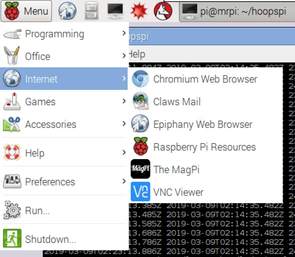 Menu, Internet, Chromium Web Browser