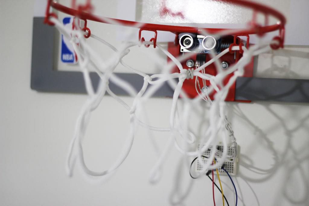 The ultrasonic sensor stuck right below the hoop