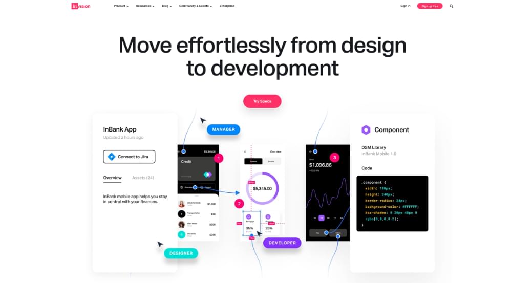 A screenshot from the InVision website