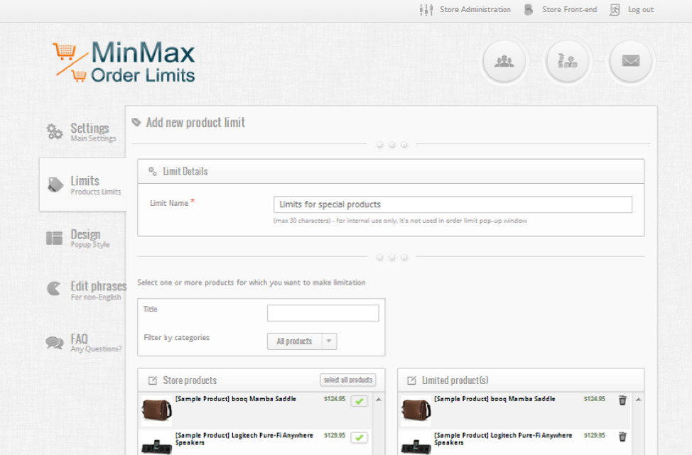 MinMax order limits