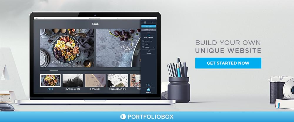 A screenshot of the Portfoliobox website