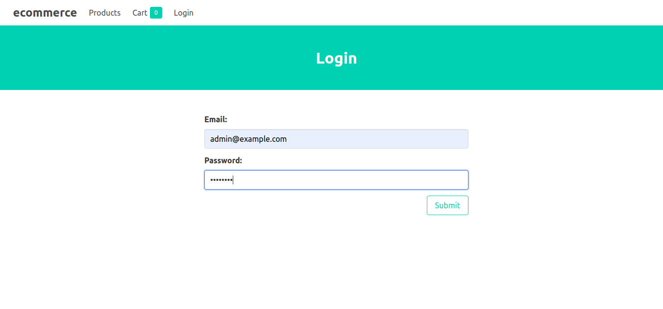 The login page with an email and password field