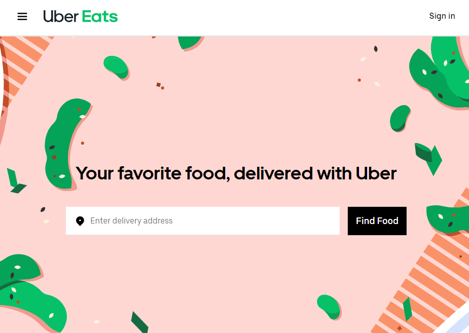 Uber Eats search bar for food locations