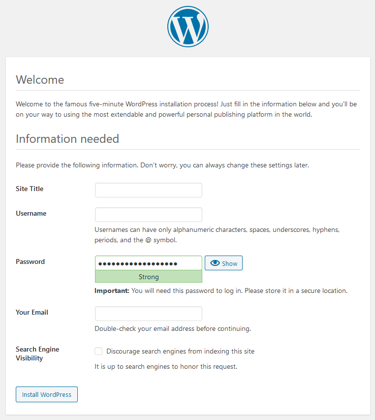 install WordPress