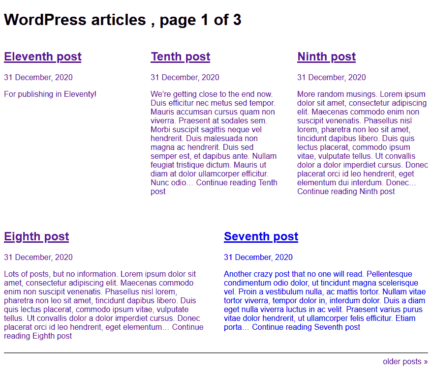 post index page