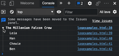 Toggling console groups