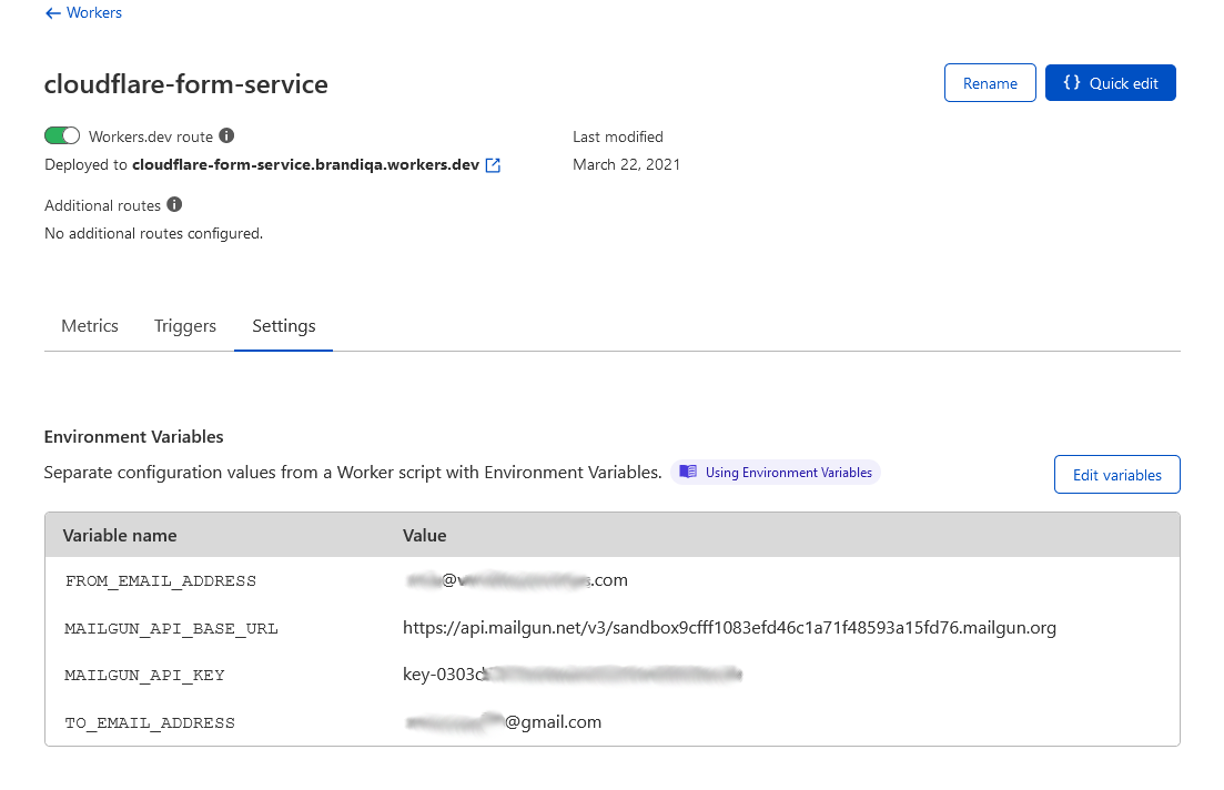 cloudflare form env variables