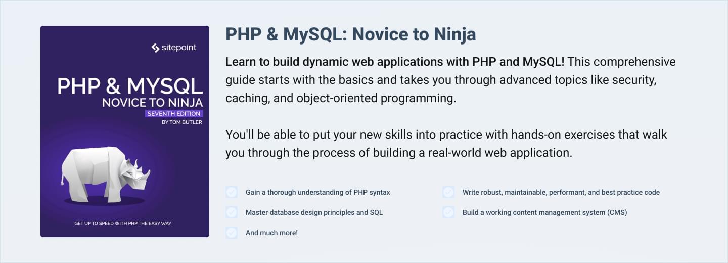 PHP  MySQL: Novice to Ninja