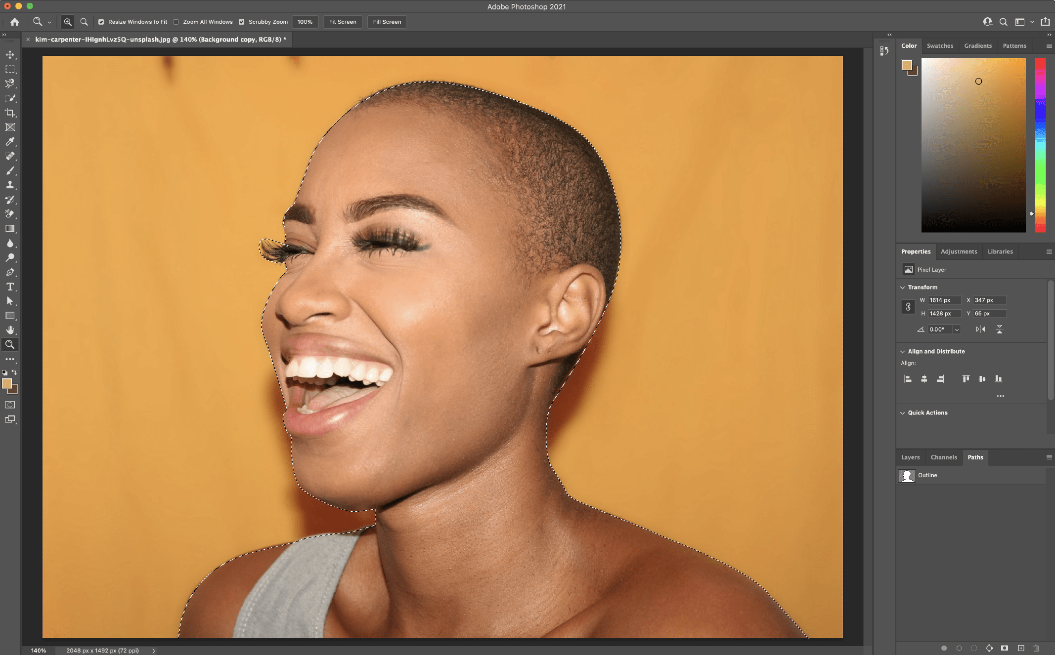Remove Background in Photoshop using the Pen Tool