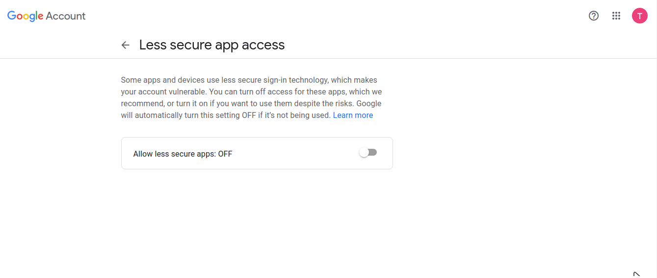 Less secure apps