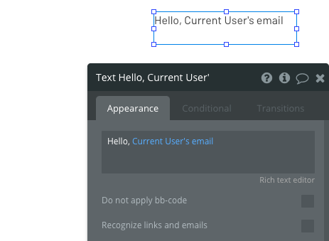Display user greeting