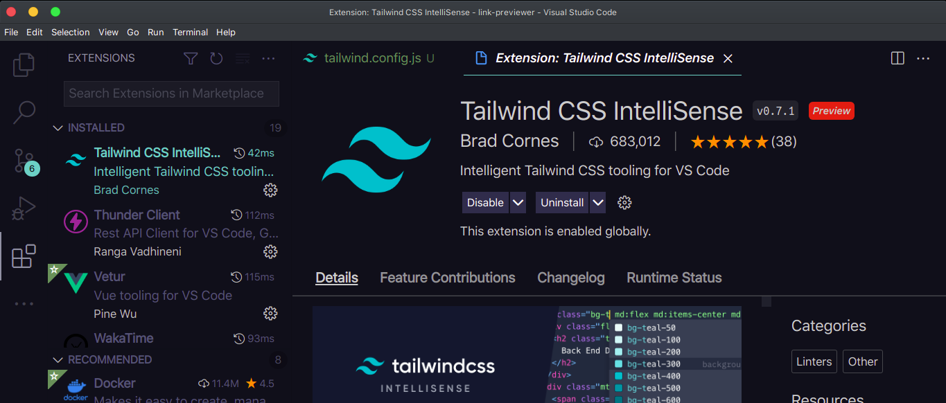 Install Tailwind CSS Intellisense Extension for VS Code