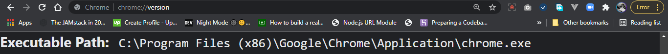 Chrome Executable path from the chrome browser