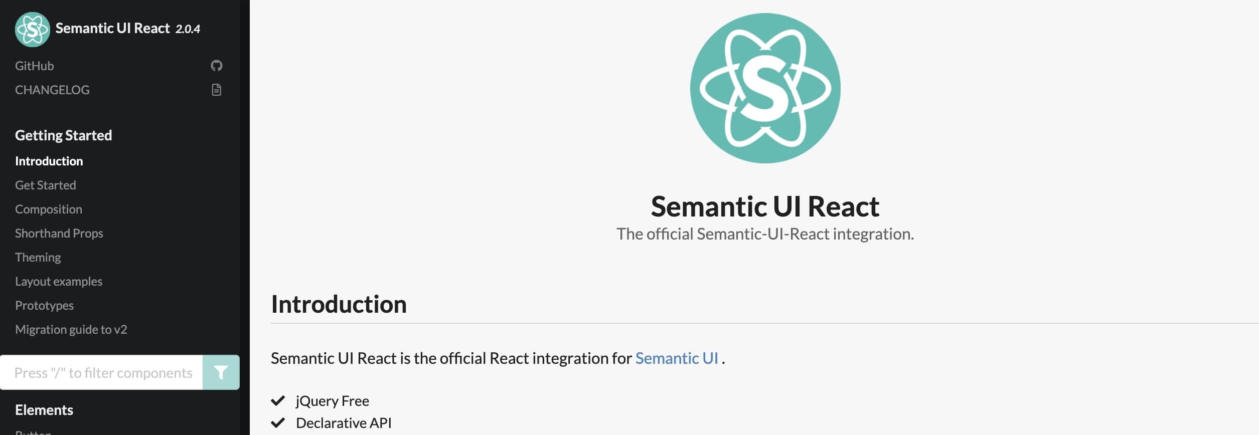 Semantic UI React components library