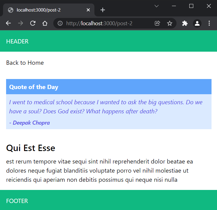 Blog Post with Quote Component