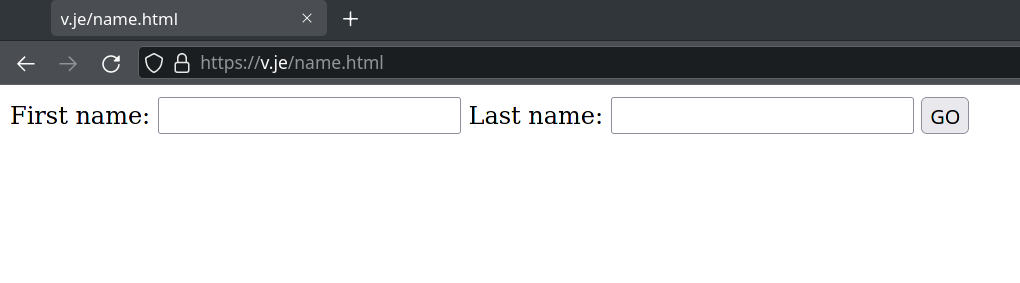 The form as it appears in a browser