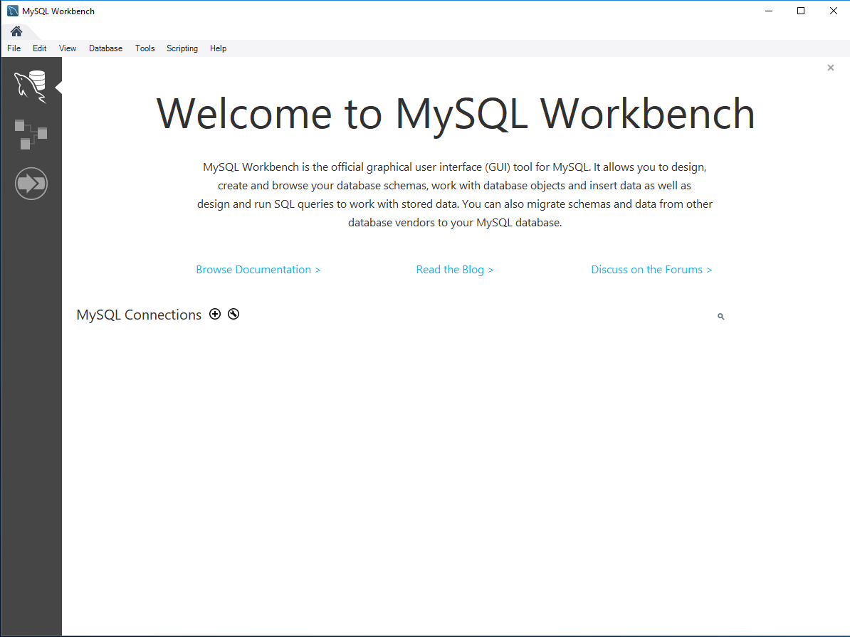 If you can see this, you have MySQL Workbench running