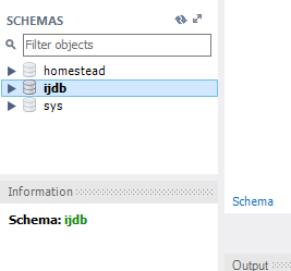 The ijdb schema selected