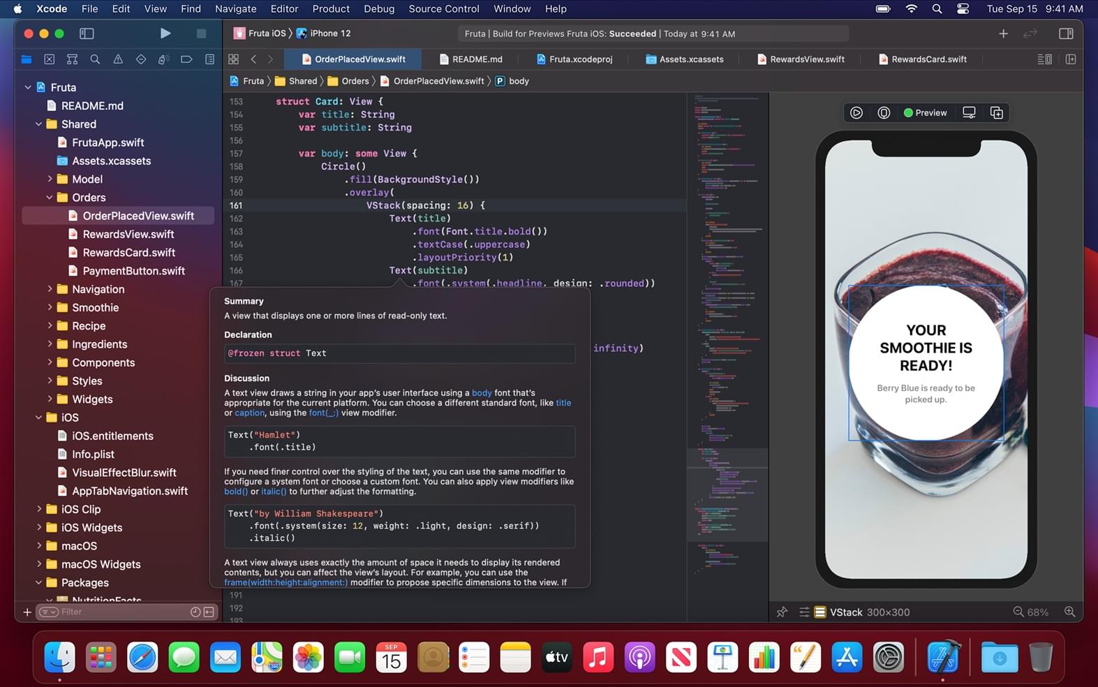The Xcode 13 Integrated Development Environment interface
