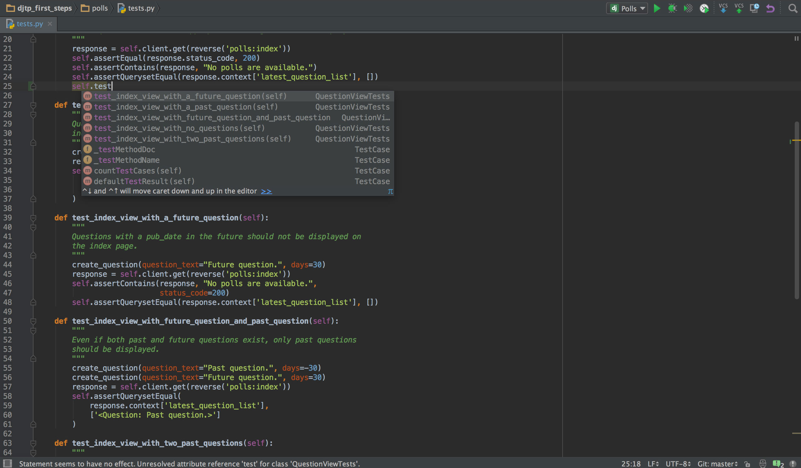 The PyCharm IDE interface