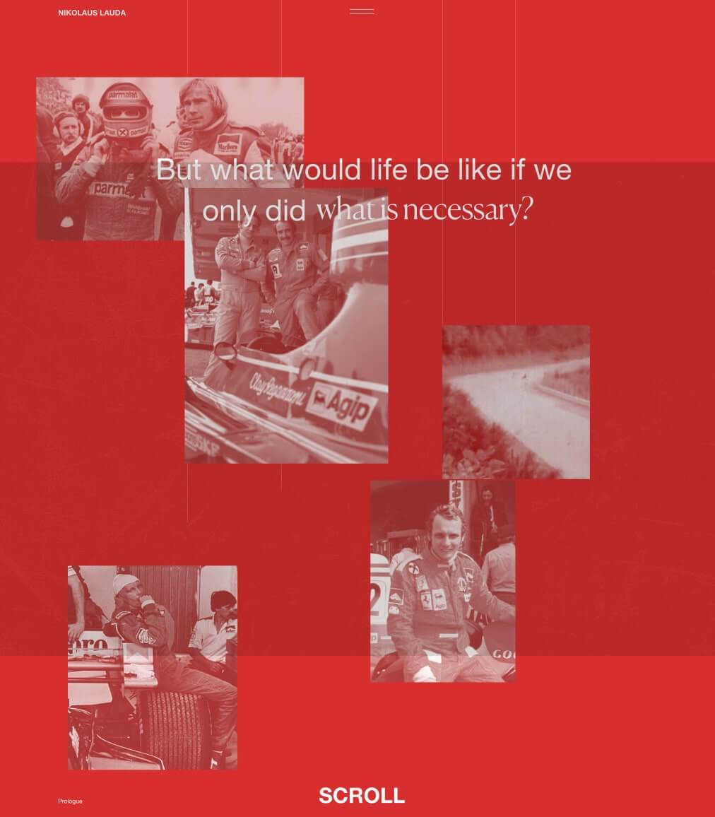 Screenshot of the Obys tribute to Niki Lauda