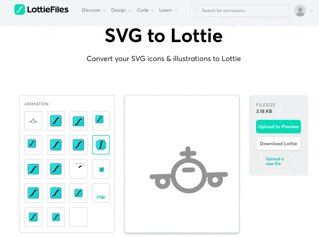 Lottie Files: Their SVG to Lottie tool