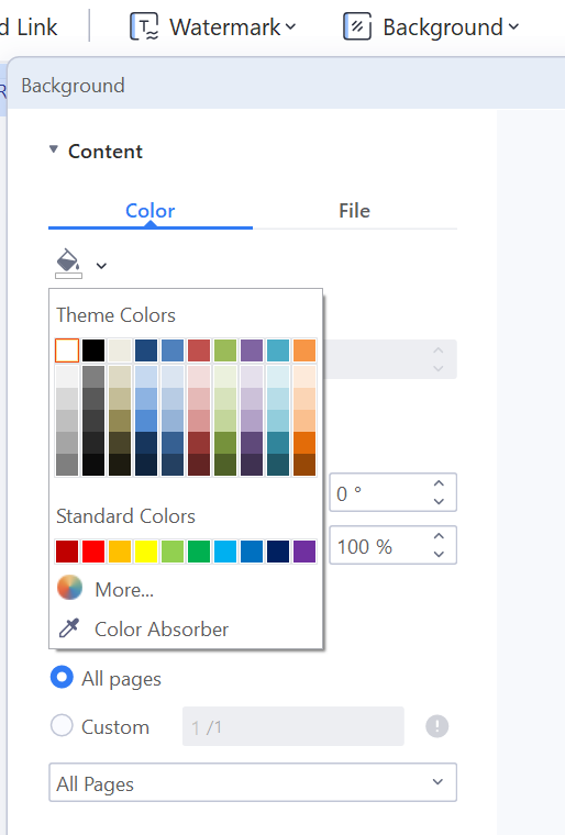 Colorizing a PDF background