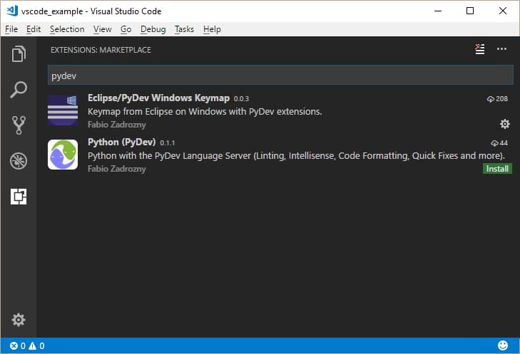 VS Code extensions for PyDev
