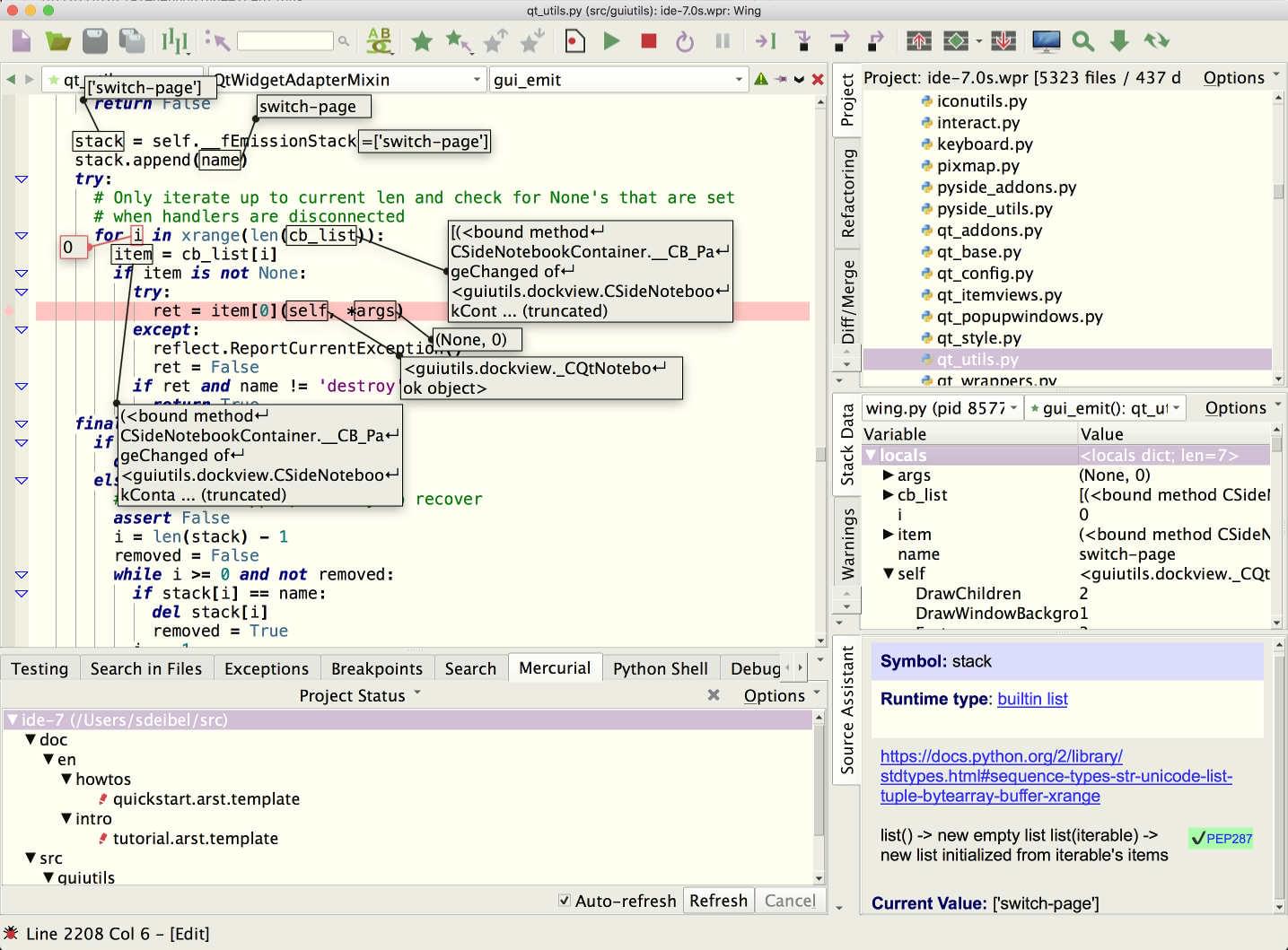 A screenshot of the Wing IDE interface