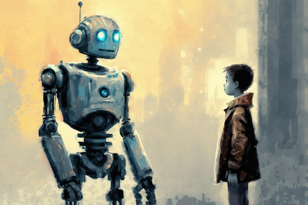 A boy and a robot