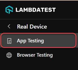 Choosing the App Testing option