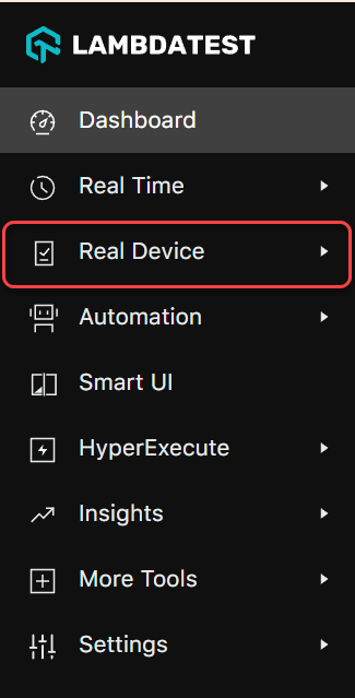 Selecting the Real Device option