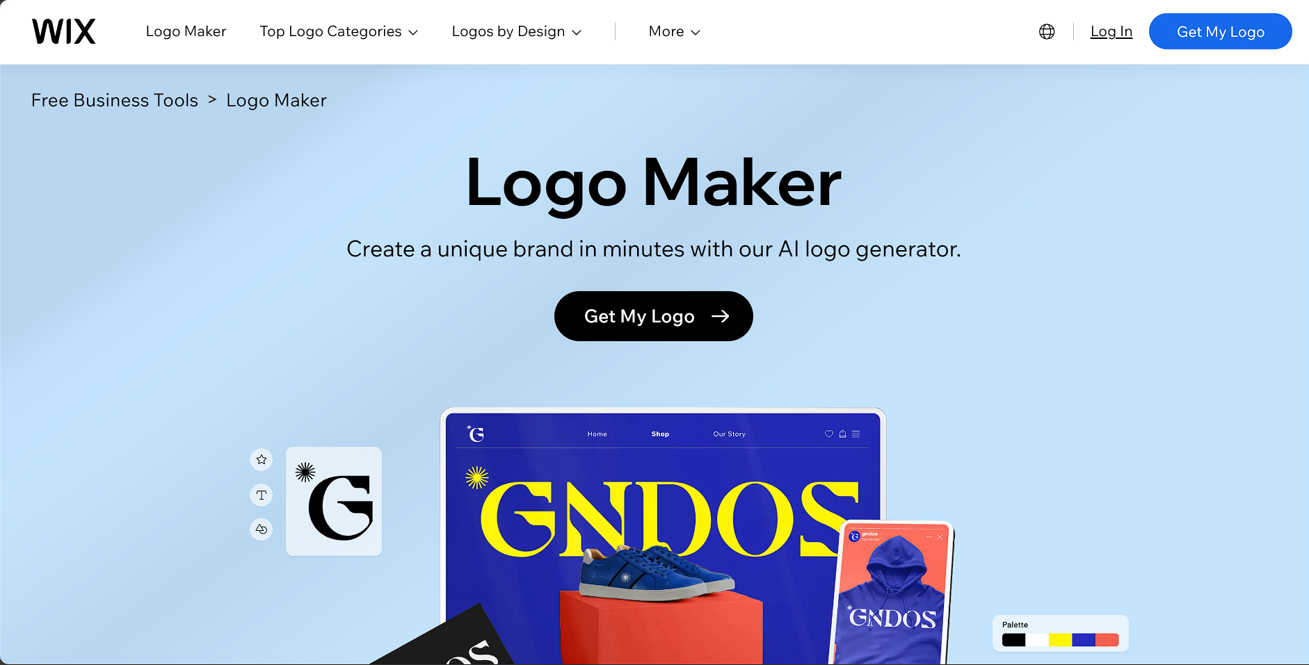 Wix Logo Maker home page