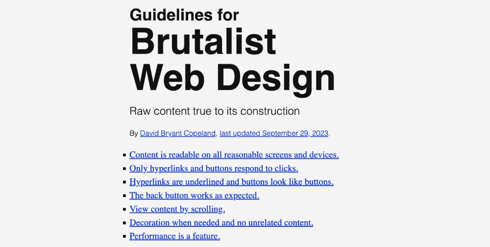 Screen shot of Brutalist Web Design site