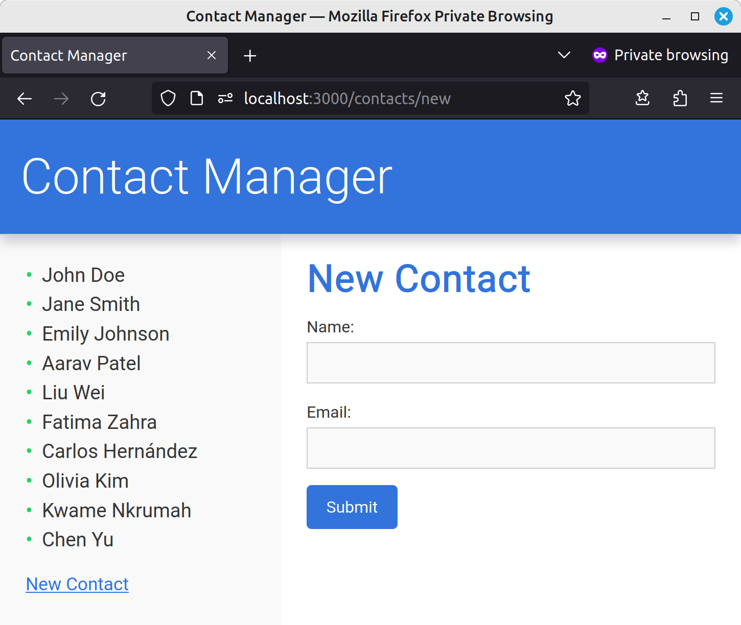 The New Contact form