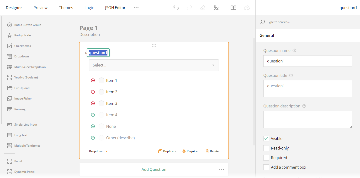 A screenshot of the form creator