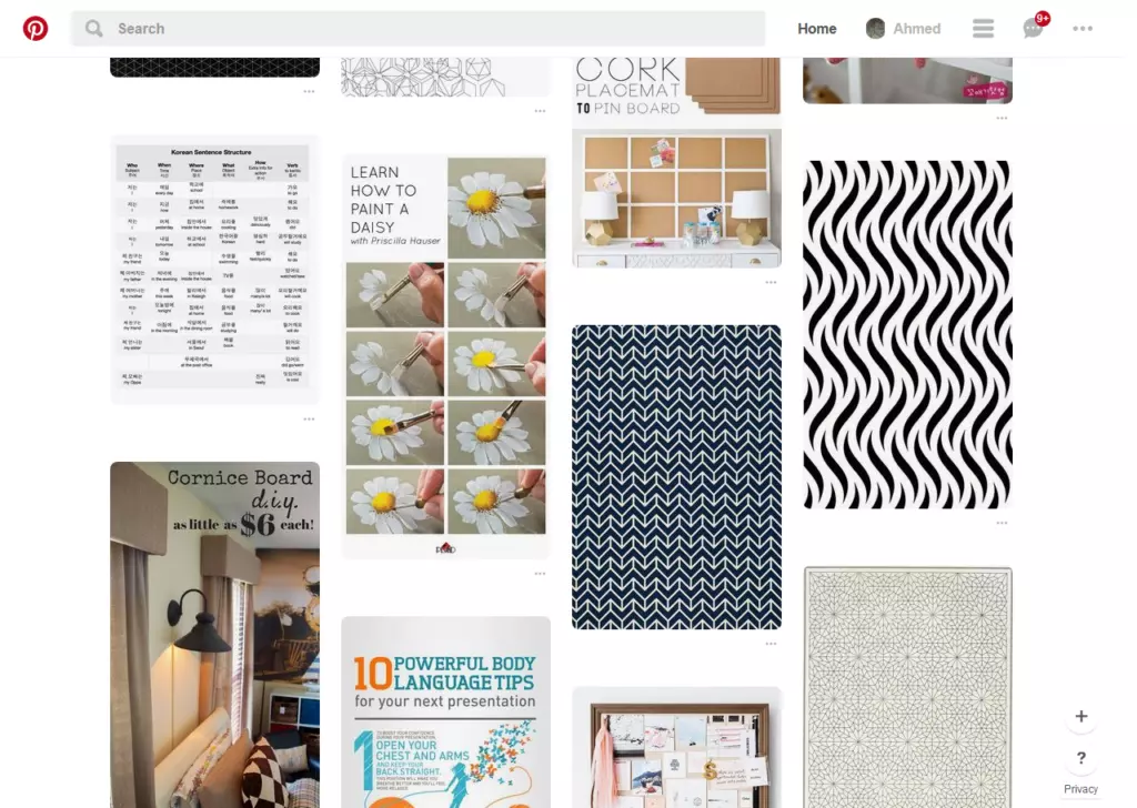 A Pinterest card layout