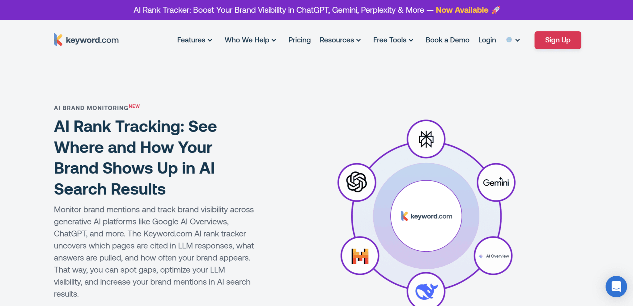 Main page of keyword.com website