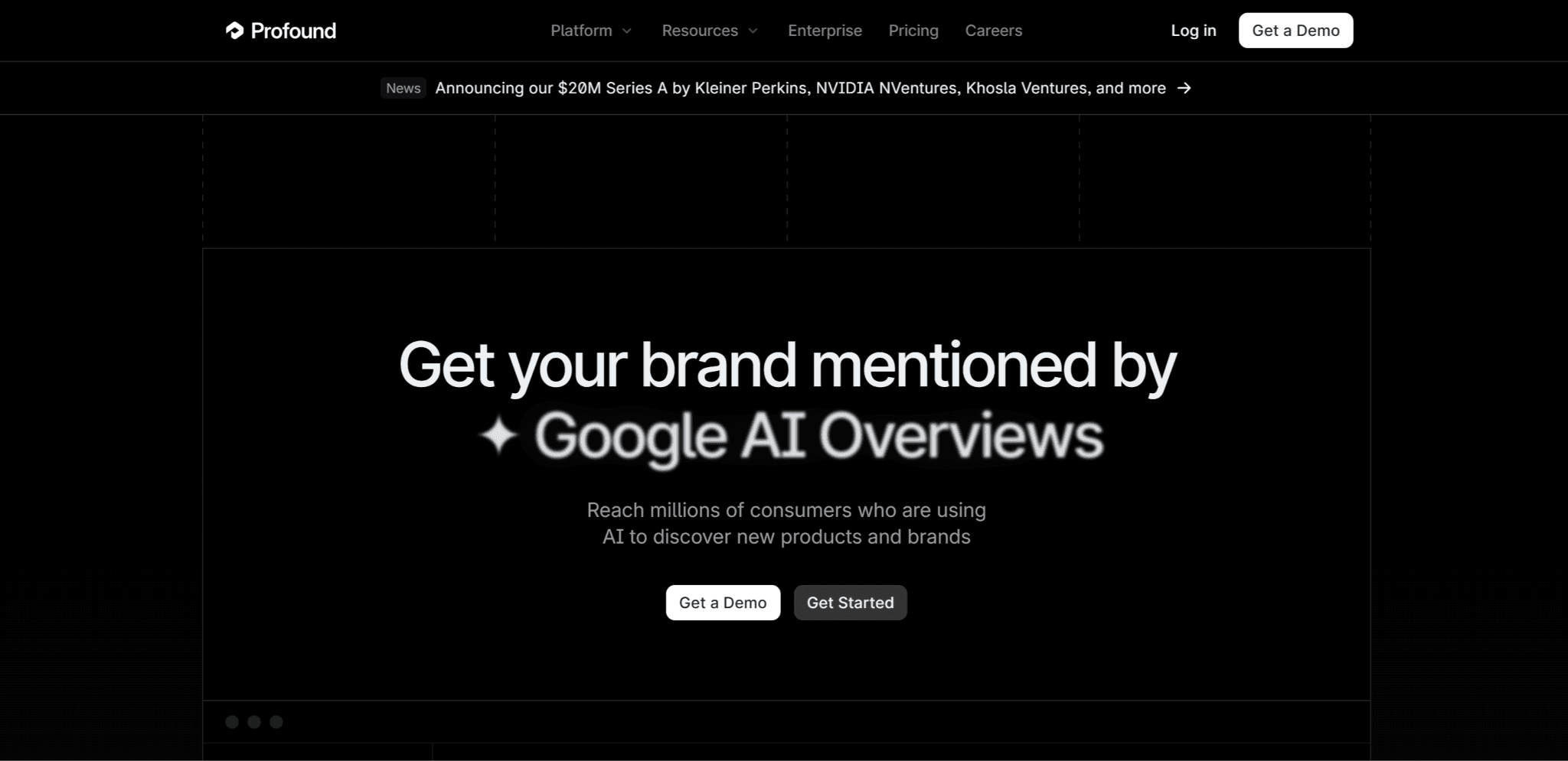 Profound AI website main page