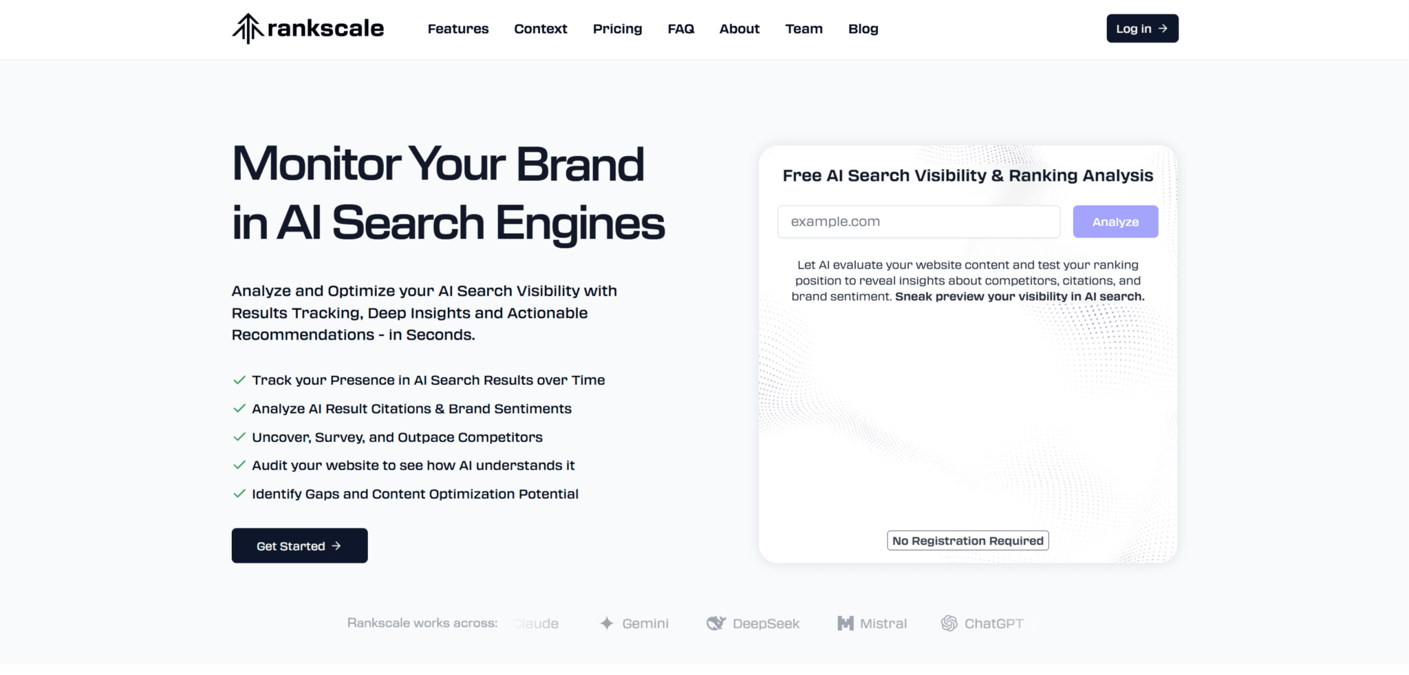 Main page of Rankscale.ai site