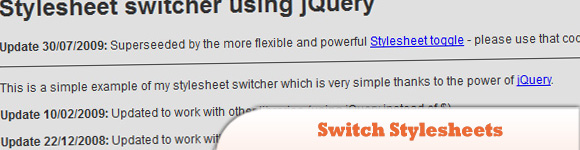 Switch stylesheets with jQuery