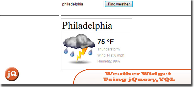Weather Widget Using jQuery, YQL and Weather.com