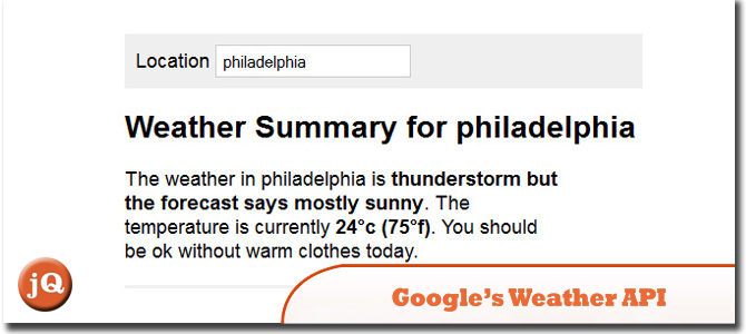 Using Google’s Weather API