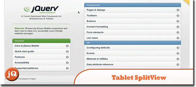 Tablet Split View For jQuery Mobile