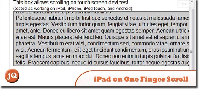 jQuery iPad one finger scroll