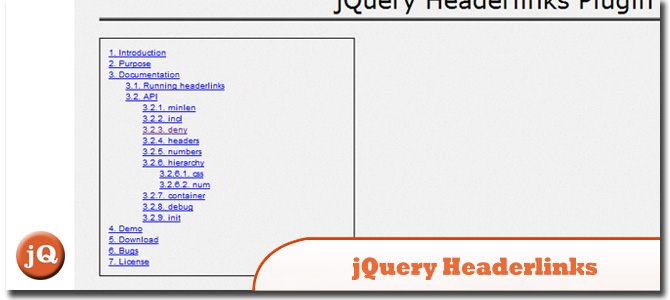 jQuery Headerlinks