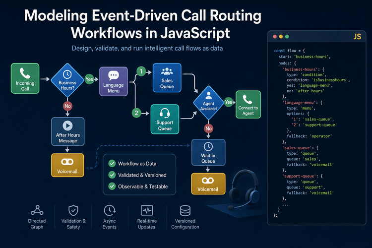 Modeling Event-Driven Call Routing Workflows in JavaScript